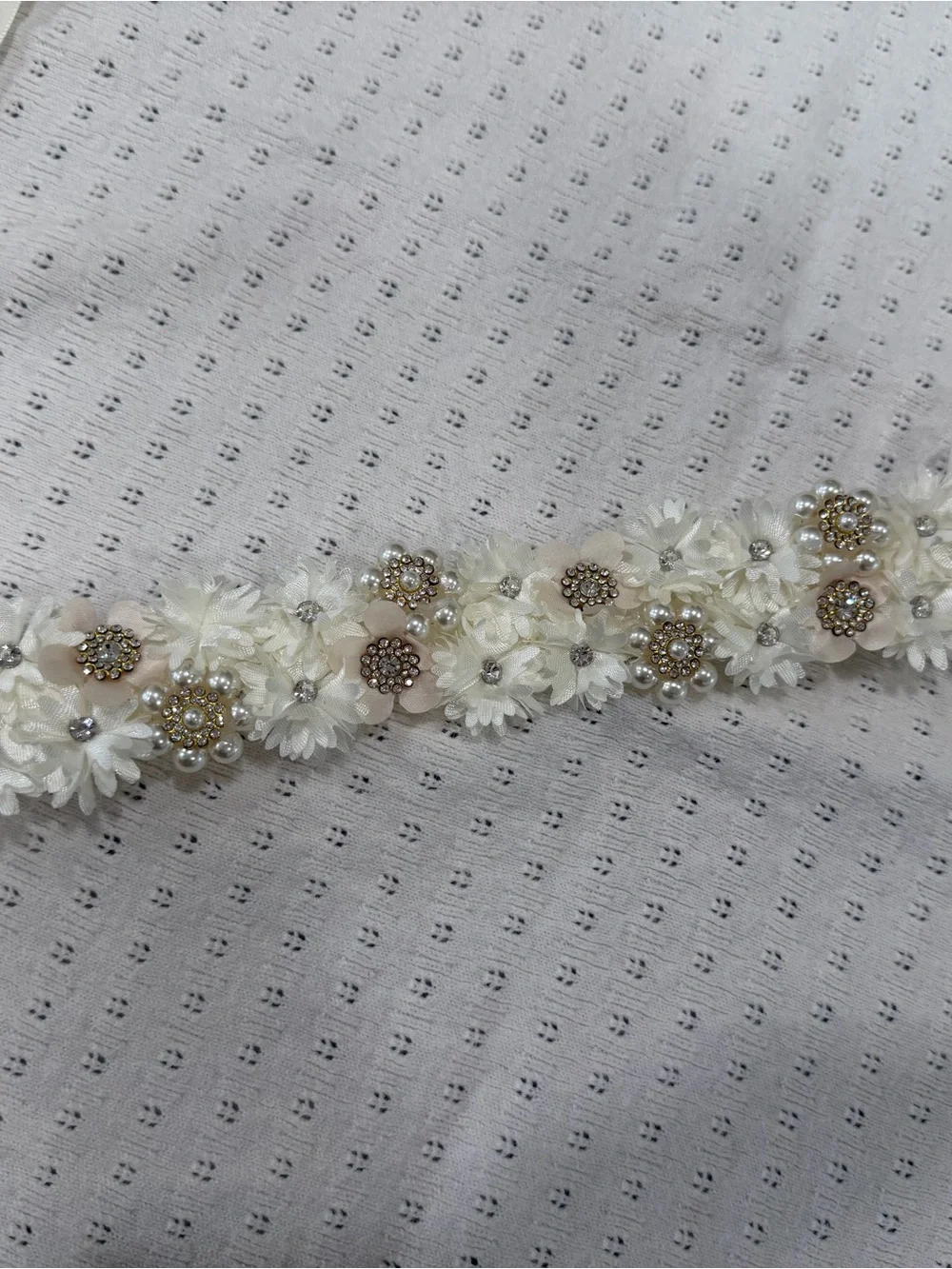 Floral Headband with Pearl & Crystal Accents